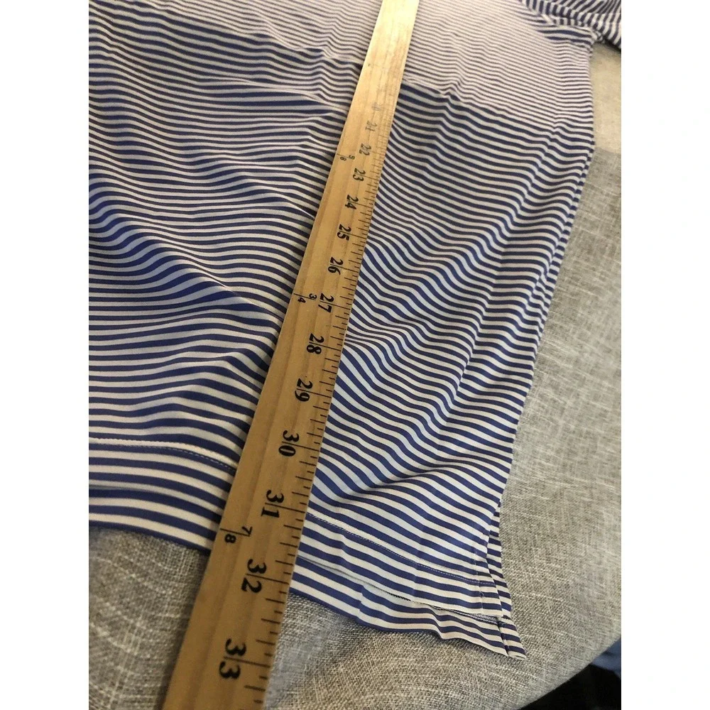 Ralph Lauren Shirt Men Large Blue Stripe Polo RLX Performance Stretch Sport Golf